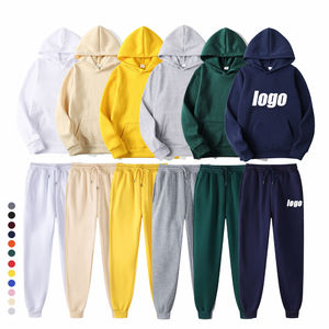 2025 venta al por mayor personalizado para hombre deportes con capucha Color sólido suéter conjunto de dos piezas con capucha y pantalones de chándal para Unisex - Product Image 2