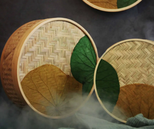 กล่องไม้ไผ่ทรงกลมทำด้วยมือพร้อมใบบัว-กล่องเก็บของรักษ์โลกและของขวัญ | Viet fargimex - Product Image 3