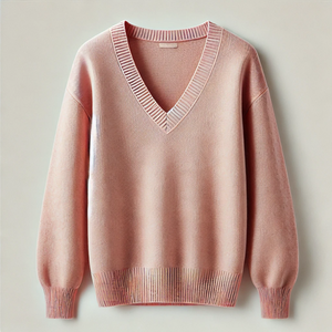 Custom <b>Women's</b> Viscose Cotton Knitted Jumper Breathable Solid Pullover V-neck Sweater Brushed Fluffy All Seasons Flowers Cartoon - Product Image 2