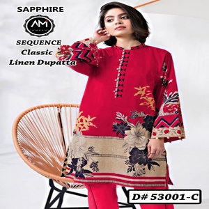 Master Copy Branded Pakistani Linen 3 piezas Salwar Kameez Impresión digital Cuello Bordado Elegante India-Pakistán Vestido - Product Image 6