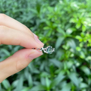 Anillo de Plata de Ley 925 con Ágata Musgosa para Mujer, Diseño de Hoja Inspirado en la Naturaleza, Joyería Única, Regalo para Ella, Precio de Fábrica - Product Image 3