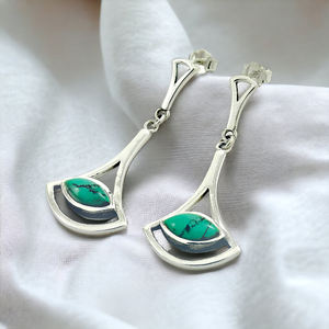 Natural Blue Turquoise Gemstone 925 Sterling Silver Handmade Vintage Antique Silver Stud <b>Earrings</b> Jewelry for Women Wholesale - Product Image 1