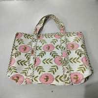Tas Tote Wanita Musim Panas Buatan Tangan Mewah Motif Cetak Katun Berlapis Resleting Kapasitas Besar Tahan Lama Grosir