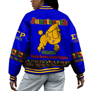 Sigma Gamma Rho 1922 édition royale veste Varsity Letterman pour femmes Satin tricoté broderie caniche fierté vêtements de mode - Product Image 2