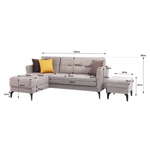 Khách sạn góc Sofa giường da Ottoman pouffe băng ghế dự bị OEM hợp đồng Ngủ Bọc tùy chỉnh 3 2 1 căn hộ biệt thự dự án