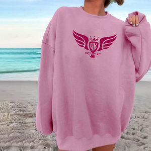 Sweat-shirt oversize pour femme de haute qualité, personnalisable, rose, hiver, épaules tombantes, col rond, sweat-shirts pour femmes - Product Image 1