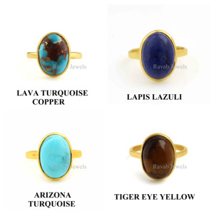 RJR0086 Trendy Ladies 925 Sterling Silver Online Gift <b>Ring</b> Jewelry 12x16mm Oval Eternity Vermeil Natural Lava Copper Fine <b>Ring</b> - Product Image 3