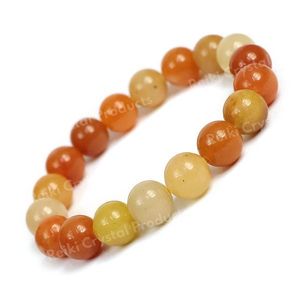 Bracelet en perles rondes d'aventurine rouge naturelle de 10 mm - Bijoux en cristal pour l'énergie et la confiance - Product Image 1