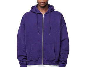 Sweat à capuche léger et respirant unisexe avec fermeture éclair, idéal pour le printemps et l'automne, prix d'usine, sweat à capuche imprimé violet unisexe - Product Image 3