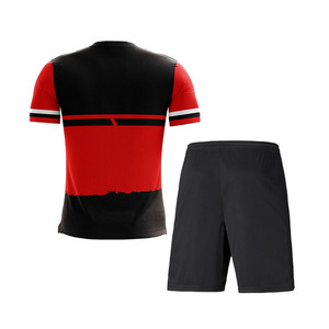 Maillot de football sports d'été pour hommes, col en V, polyester, respirant, ensemble complet, kits d'uniformes de football pour adultes, service OEM - Product Image 2