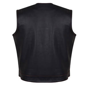 Gilet en cuir pour homme fabriqué en usine avec fermeture éclair et boutons-pression, disponible dans toutes les couleurs et tailles - Product Image 2