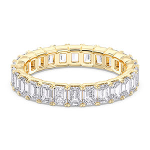 Bague d'éternité complète en diamant taille émeraude créée en laboratoire de 3.00 carats en or massif et argent sterling pour femme - Product Image 4