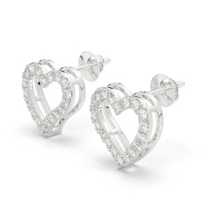 High Demand <b>Hearts</b> Diamond Stud <b>Earrings</b> in Gold or <b>Silver</b> Best Price Everyday Luxury Occasions - Product Image 4