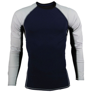 OEM Seamed Compression Rash Guard hombres de manga larga de cuello redondo de secado rápido camisetas de entrenamiento ligero camiseta atlética para hombre - Product Image 3