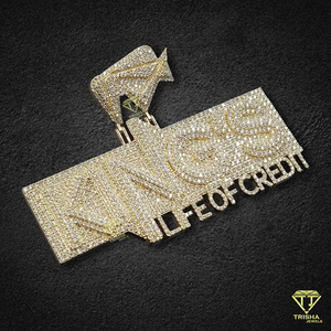 Custom "KING LIFE OF CREDTI" <b>Letter</b> Pendant Iced Out VVS Lab Grown <b>Name</b> 925 Sterling Silver Hip Hop Jewelry for Men - Product Image 5