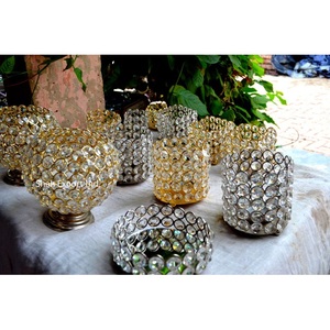 Nuevos soportes votivos de candelita con cuentas de cristal dorado de Metal redondo decorativo para decoración de mesa de fiesta de Evento de Navidad - Product Image 4