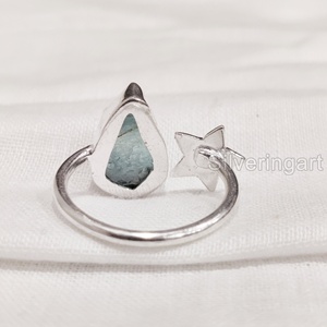 Rough <b>Stone</b> Jewelry Women's <b>Ring</b> Natural Raw Blue Apatite Gemstone Star Adjustable <b>Ring</b> Christmas 925 Sterling <b>Silver</b> <b>Ring</b> - Product Image 5
