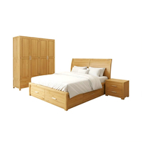 Maßgefertigtes 3-teiliges Modernes Schlafzimmermöbel-Set Hochwertige Langlebige Akazien-/Kiefernholz-Bett-Schubladen-Kommode Nachttisch Vietnam