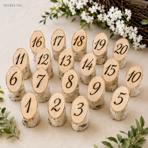 DIVRIS DR-2340 Wooden Rectangle <b>Table</b> Number Stands Rustic Handmade for Restaurant and Wedding Decoration - Product Image 5