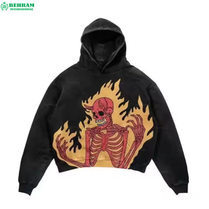 Sweat-shirts à capuche unisexes en molleton 100 % coton, grammage lourd 500 GSM, coupe épaules tombantes, avec impression de logo personnalisé, en French Terry, écologiques, effet délavé - Product Image 2