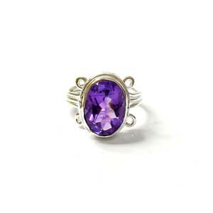 Trendy Style Natural Amethyst <b>Ring</b> (5.8 Grams) <b>Set</b> 925 <b>Sterling</b> <b>Silver</b> Handmade Jewelry Wholesale - Product Image 1