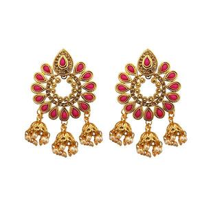 Pendientes colgantes chapados en oro austriaco marrón Kriaa, diamantes, turquesa, oro rosa geométrico, platino para boda, - Product Image 1