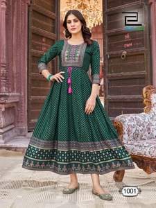 Mujeres multicolor bordado Anarkali Rayon Kurti para mujeres Ropa Étnica mujeres Kurti étnico indio Kurta por exportación - Product Image 4