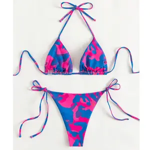 Camo Print Triangle Tie Side Bikini Swimsuit Best Selling Premium Product Bikini Sets By NEEDS OUTDOOR