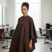 SUNSTAR IMPEX Cape de Coiffure Professionnelle Marron en Polyester Imperméable Écologique Confortable 160*140cm avec Bouton Pression au Cou