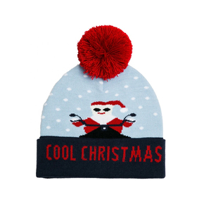 Bonnet d'hiver en jacquard 100 % acrylique en gros, logo personnalisé, pompon, bonnet de Noël avec motif rayé pour Noël - Product Image 6