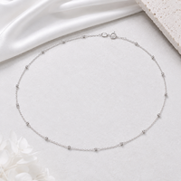 Collar de Plata de Ley 925 con Cadena Cruzada y Doble Cuentas, 18 Pulgadas, Joyería Minimalista con Cuentas para Mujer