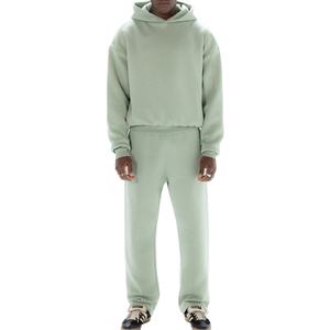 Survêtements unisexe 100% coton de haute qualité survêtements Boxy lourds avec sweats à capuche courts pantalons de survêtement ensemble d'hiver pour hommes 2026 - Product Image 1