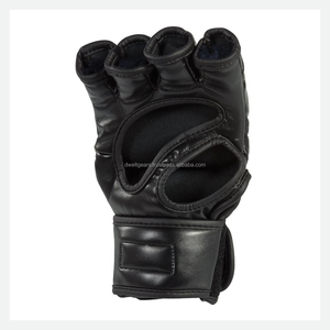 DWELT GEARS Custom Logo Leather MMA Gloves Breathable Hook & Loop Closure for Wrist Strap Professional Fight Training Gear - Product Image 4