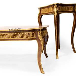 Luxury <b>Curved</b> Classic Inlaid Wooden <b>Coffee</b> <b>Table</b> Set - Product Image 6