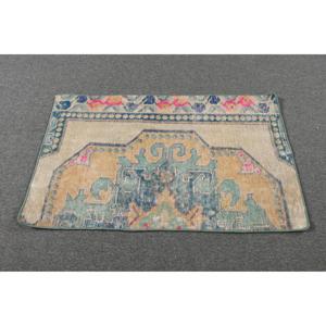 Tapis de 1,8 x 3,1 pieds, tapis turc vintage, tapis en laine rayé bleu - Product Image 3