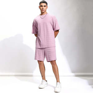 Ensemble de t-shirts d'été décontractés pour hommes fabriqués en usine Short confortable 100% coton de haute qualité de couleur personnalisée - Product Image 5