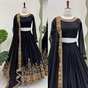 Lehenga Choli pour soirée, réversible, décontracté, pour le travail, avec fil et sequins de 9 mm, taille jusqu'à 44 pouces - Product Image 2