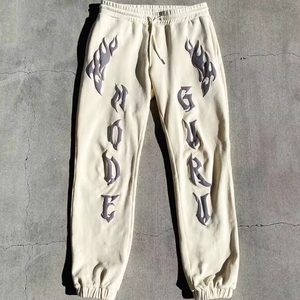 Pantalon de survêtement pour homme de grande taille personnalisé en coton avec impression bouffante pantalon pour homme à jambe large baggy Street Wear pantalon droit à rayures incurvées - Product Image 3