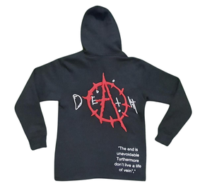 เสื้อมีฮู้ดทรงแบ็กกี้ไม่มีเชือกผ้าฝรั่งเศสผ้า100% พัฟผ้าฝ้ายพิมพ์ลายโอเวอร์ไซส์เสื้อครอปไซส์ผู้ชาย - Product Image 1