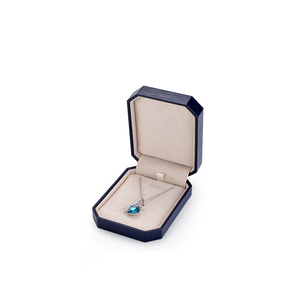 Elegant Octagonal Jewelry <b>Box</b> With Lid For Necklace <b>Storage</b> Blue Exterior <b>Beige</b> Interior - Product Image 4