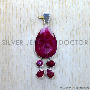 Colgante y dijes de plata de ley 925 con gema de rubí, venta al por mayor de colgantes y joyería de plata - Product Image 2