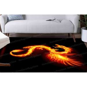Colorful Fire Dragon Patchwork Wool Rug Eco-Friendly Chenille <b>Runner</b> Latex Backing Gift for Her Traditional Home Decor - Product Image 2