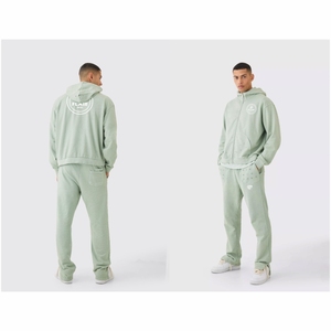 Chándal desgastado bordado con logotipo personalizado Sudadera con capucha de algodón 100% para hombre Patrón sólido Diseño digital de invierno de gran tamaño - Product Image 1