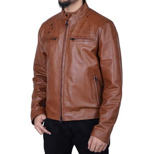 Autumn Winter Wear Men's Casual Vintage Breathable Zipper <b>Leather</b> <b>Jacket</b> For <b>Long</b> Sleeve Fashionable Palin <b>Jacket</b> - Product Image 5