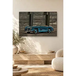 Fida Petrol Blue Mercedes 300 SL Roadster in Front of Shutters <b>Canvas</b> Print - Product Image 4