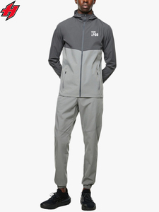 Conjunto de Chaquetas y pantalones de chándal de nailon con capucha y cremallera cortavientos transpirable personalizado, chándal cortavientos de retazos ligero - Product Image 5