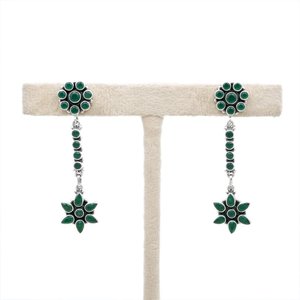 Pendientes de tuerca finos de Plata de Ley 925 Esmeralda verde natural Diseño minimalista elegante para bodas y aniversarios - Product Image 2