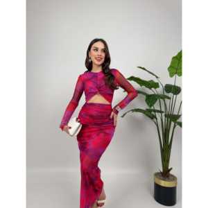 Vestido Estampado 2049 con Cintura Natural y Tela de Tul - Product Image 6