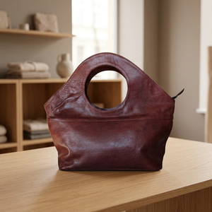 Genuine Leather Tote Bag Soft Handle Simple Style Dark Brown - Product Image 6