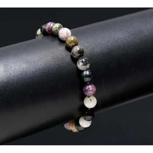 100% Natural Multi Tourmaline Stone 8mm Beaded <b>Bracelet</b> 7 Inches Ball Shape Pattern - Product Image 2